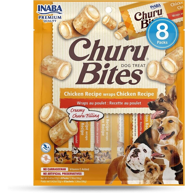 Inaba Churu Bites Chicken Wrap Filling Dog Treats 12G/8 Packs Per Pack