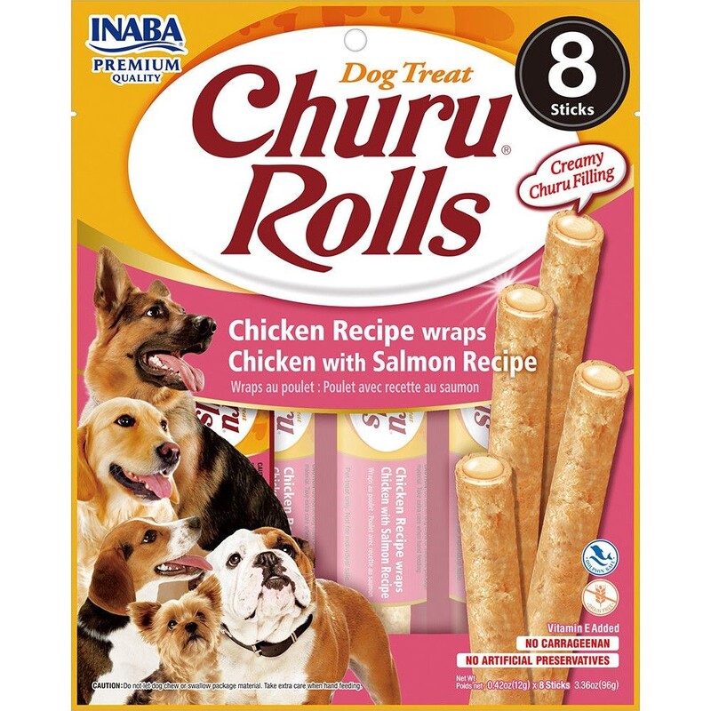 Inaba Churu Rolls Chicken Recipe Wraps with Cheese Dog Treats 12G/8 Packs Per Pack