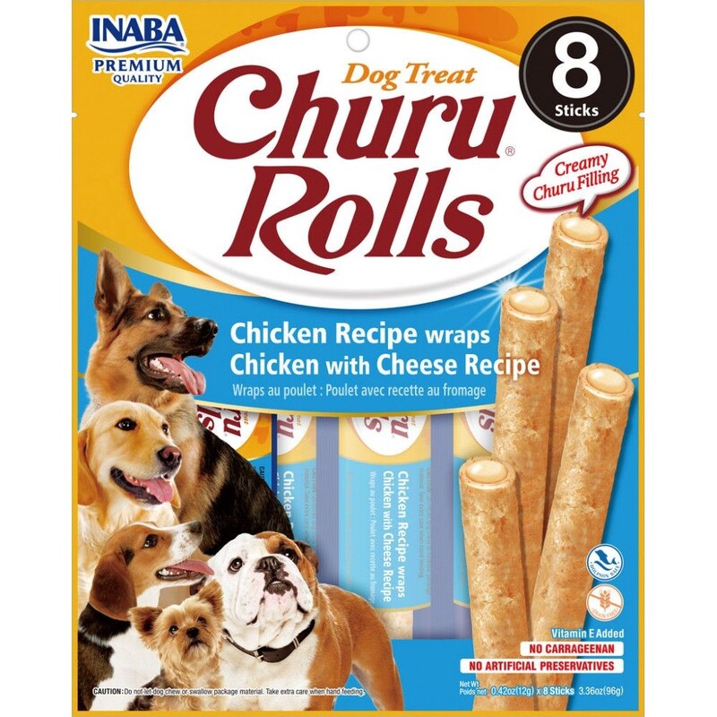Inaba Churu Rolls Chicken Wrap Filling Dog Treats 12G/8 Packs Per Pack