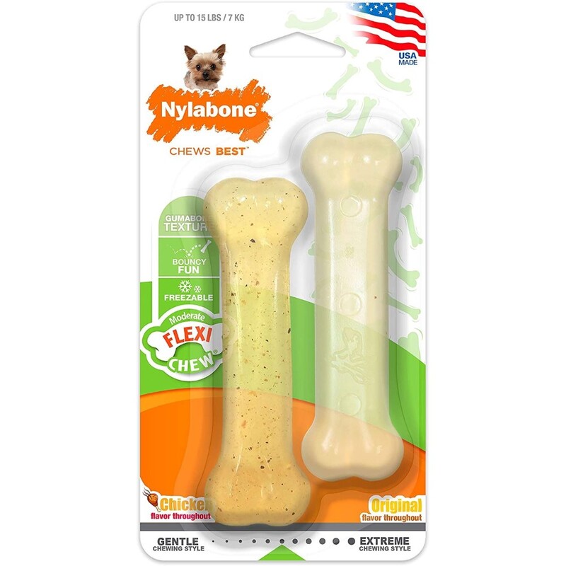 Nylabone Flexichew Twin Pack 1Ea Flexichew Chicken/Flexichew Original