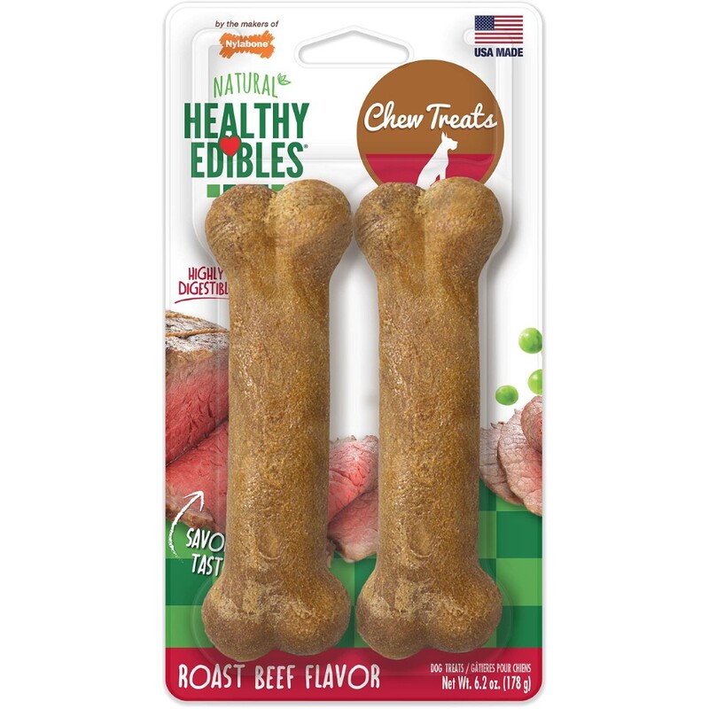 Nylabone Healthy Edibles Longer Lasting Roast Beef Twin Pack Blister Card Petite