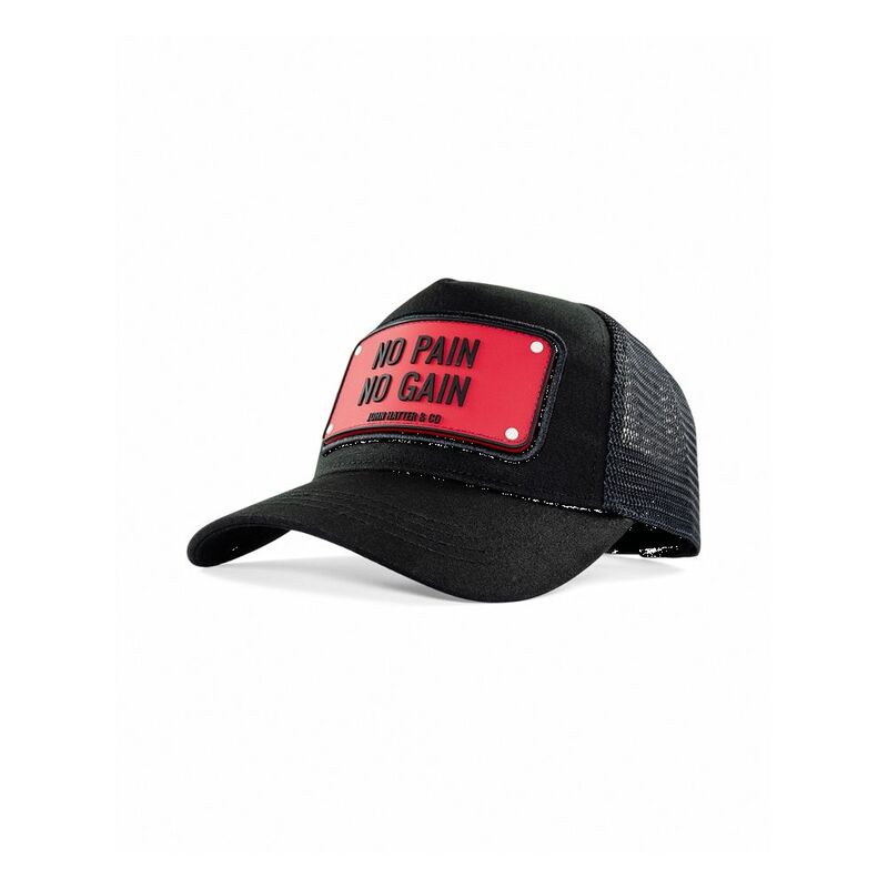 John Hatter No Pain No Gain Rubber Patch Cap Unisex Cap Black