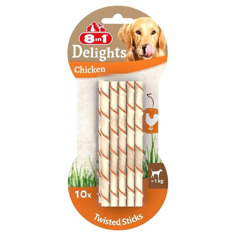 8In1 Delights Chicken Twisted Sticks 10Ct