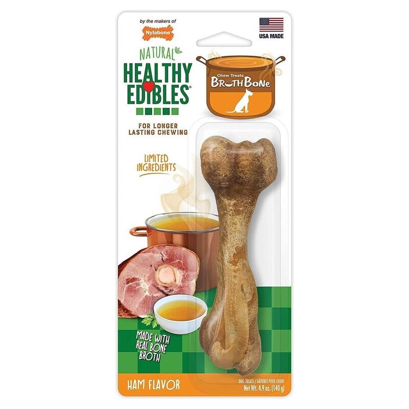 Nylabone Healthy Edibles Bone Broth Ham Flavor 1 Count Large