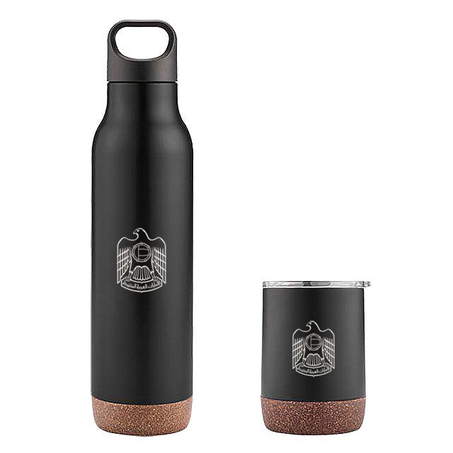 Rovatti Pola Almelo Flask & Tumbler UAE Set (Tumbler 180ml & Flask 60ml) - Black