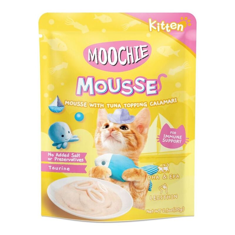 Moochie Kitten Tuna with Topping Calamari 70g Pouch