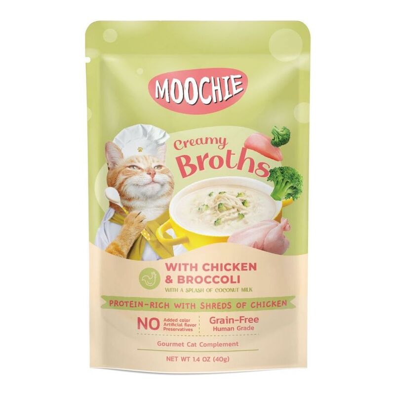 Moochie Kitten Creamy Broth with Chicken & Broccoli 40g Pouch