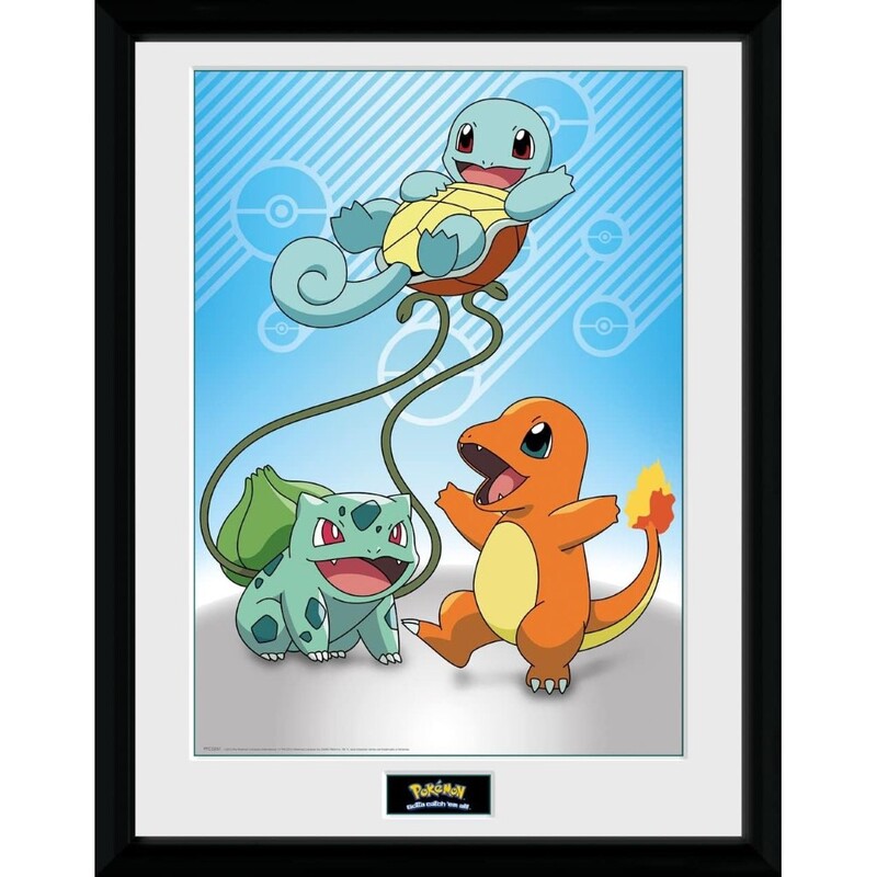 GB Eye Pokemon Framed Collector's Print "Kanto Starters" (30 x 40 cm)