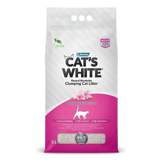 Cat's White Clumping Cat Litter 5L Baby Powder Perfumed