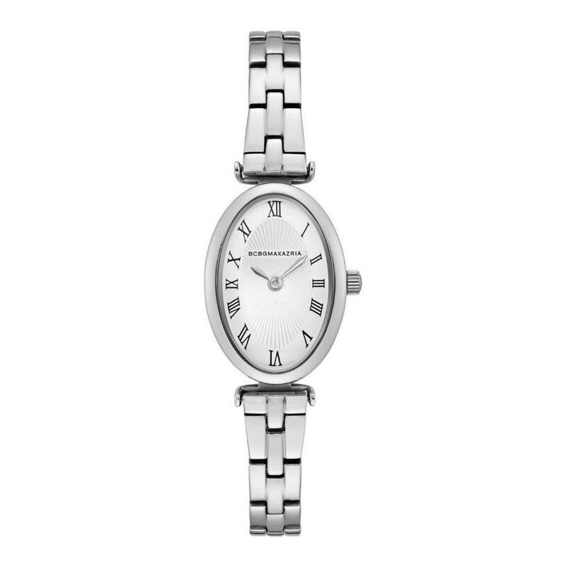 BCBG Max-Silvertone White Glitz & Stainless Steel Strap Women's Watch - BG50910004
