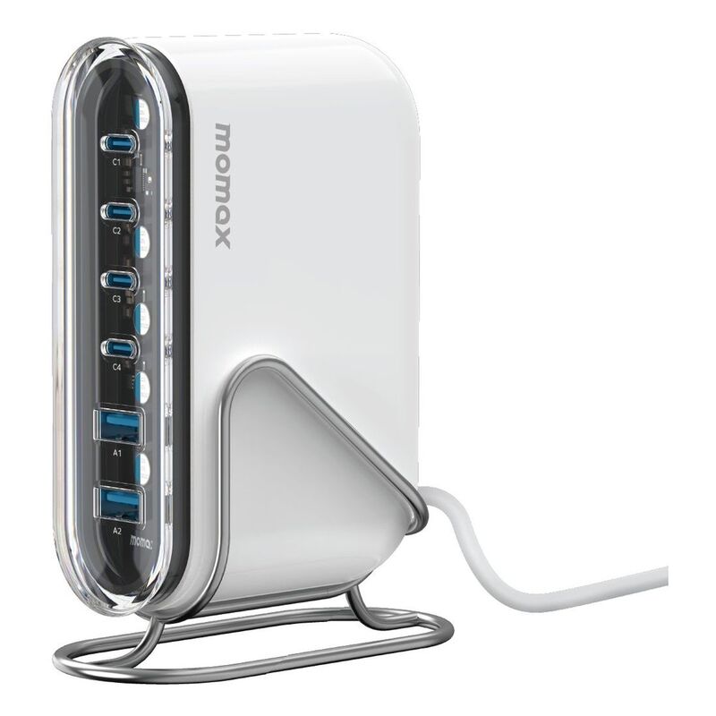 Momax 1- Charger Flow Plus PD 120W 6 Ports Gan Desktop Charger - White