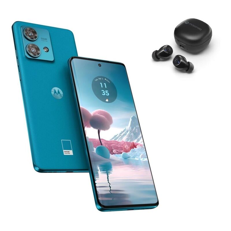 Motorola Edge 40 Neo 5G Smartphone 12GB/256GB - Caneel Bay + Motorola buds 105 True Wireless Earbuds