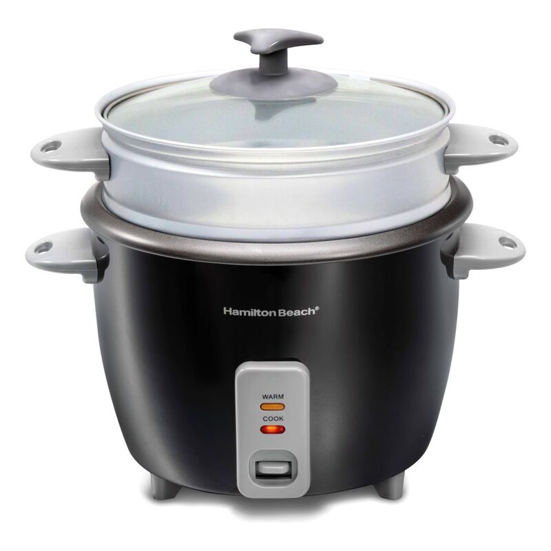 Hamilton Beach Rice Cooker & Steamer 1.5L 500W - Stainless Steel - Black