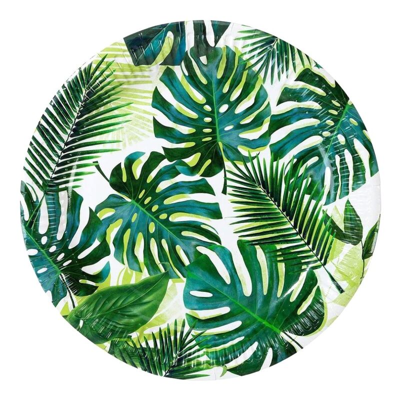 Talking Tables Tropical Fiesta Palm 9 Inch Round Paper Plates (Pack of 12)