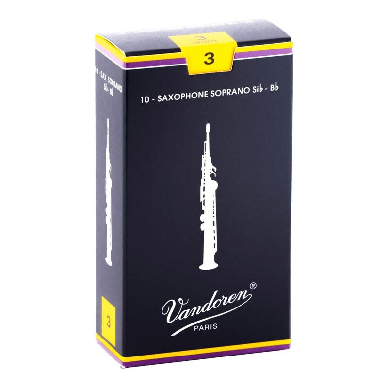 Vandoren Traditional SR203 Soprano Saxophone Reeds - Strength 3 - 10 Pieces