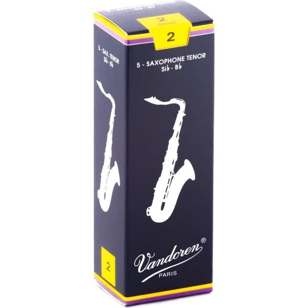 Vandoren Traditional SR222 Tenor Saxophone Reeds - Strength 2 - 5 Pieces