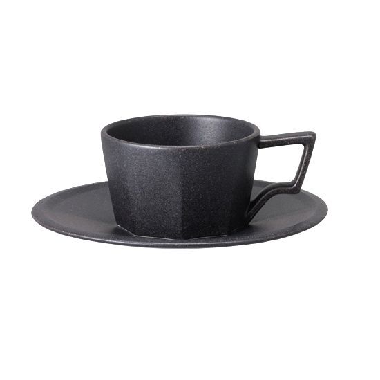 Kinto Oct Cup & Saucer 80ml - Black