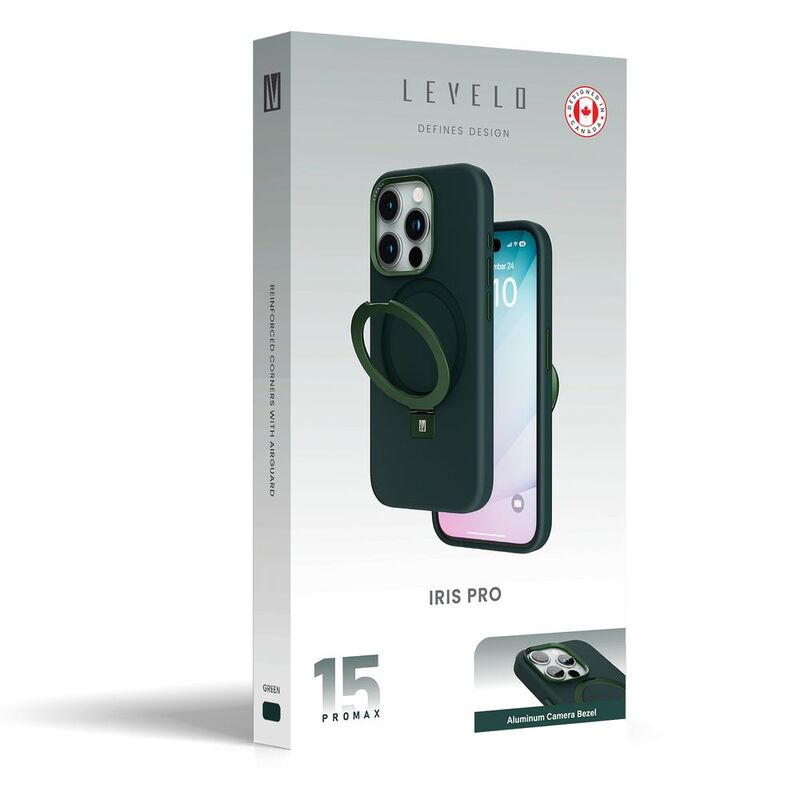 Levelo Iris Pro Liquide Silicone Case For iPhone 15 Pro Max - Green