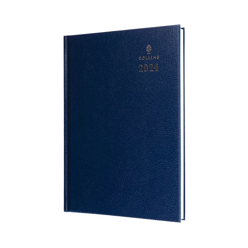 Collins Debden Desk Calendar Year 2024 A5 Day-To-Page Business Diary - Blue