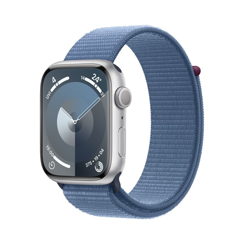 Apple Watch Series 9 GPS 41mm Silver Aluminium Case with Winter Blue Sport Loop