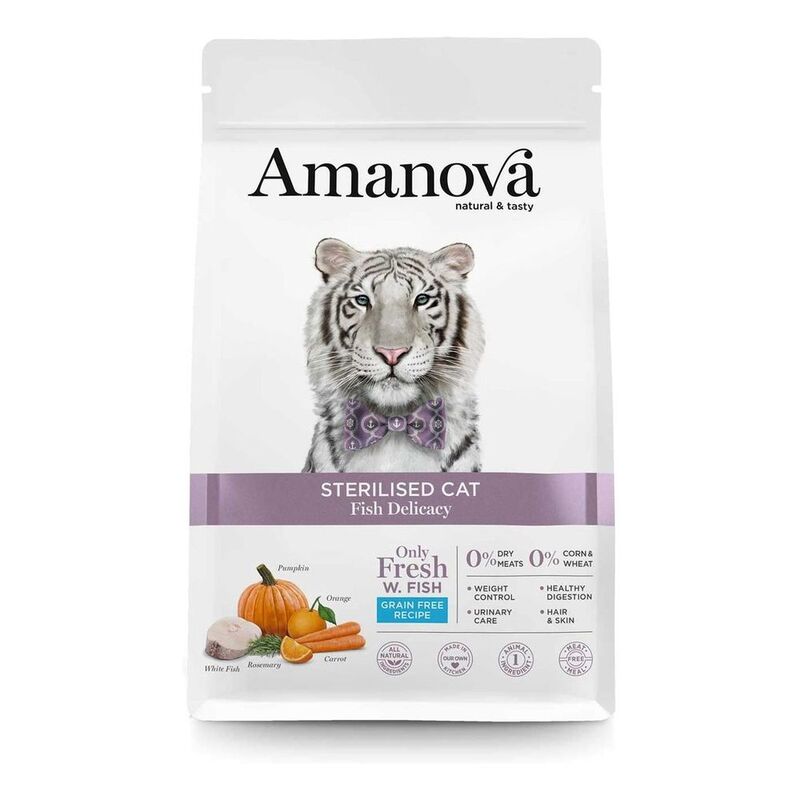 Amanova Dry Sterilised Cat Delicacy White Fish - 1.5kg