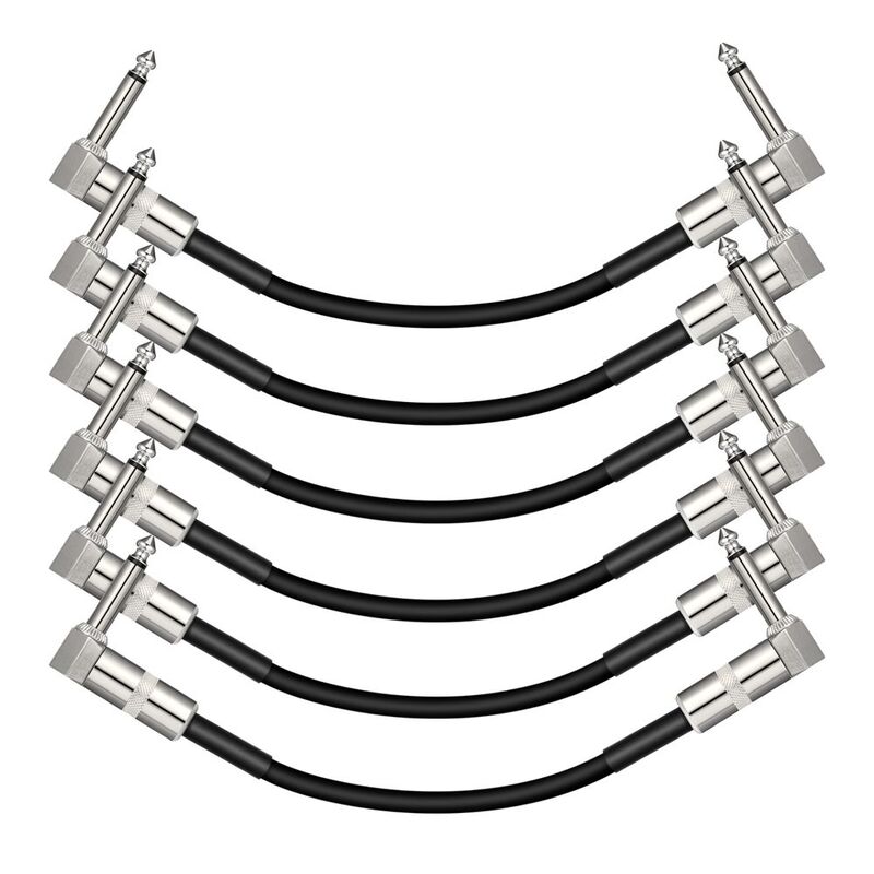 Donner EC1125 Guitar 6-Inch Patch Cable - Black (Pack of 6)