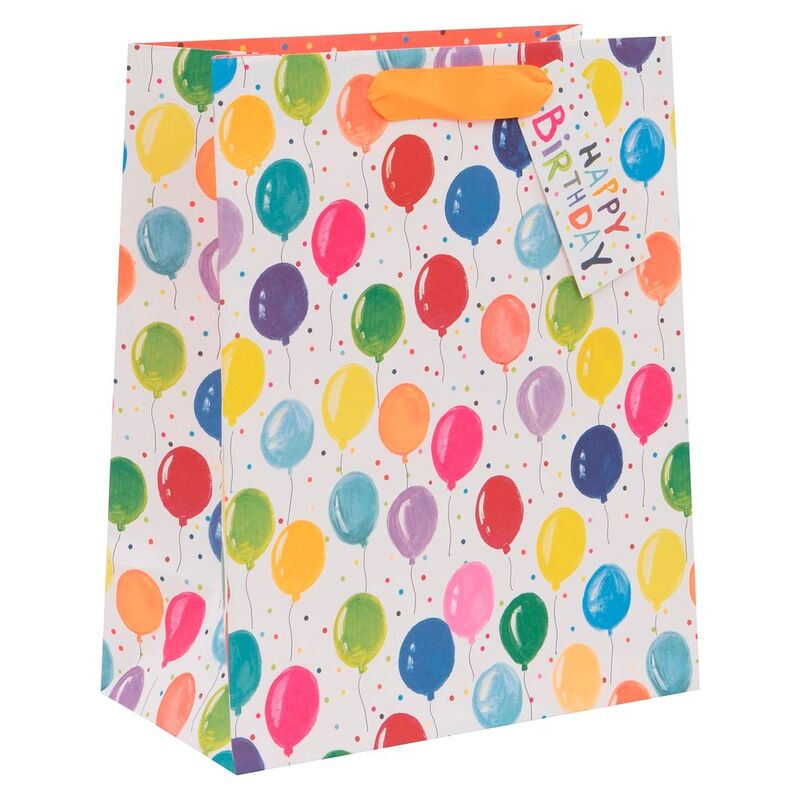 Glick Paper Salad Birthday Balloons Large Gift Bag (13.5 x 26 x 31.5 cm)