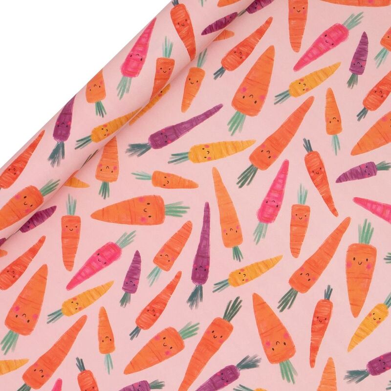 Glick RKF01 Cheeky Carrots Gift Wrapping Paper Roll (400 x 70 cm)