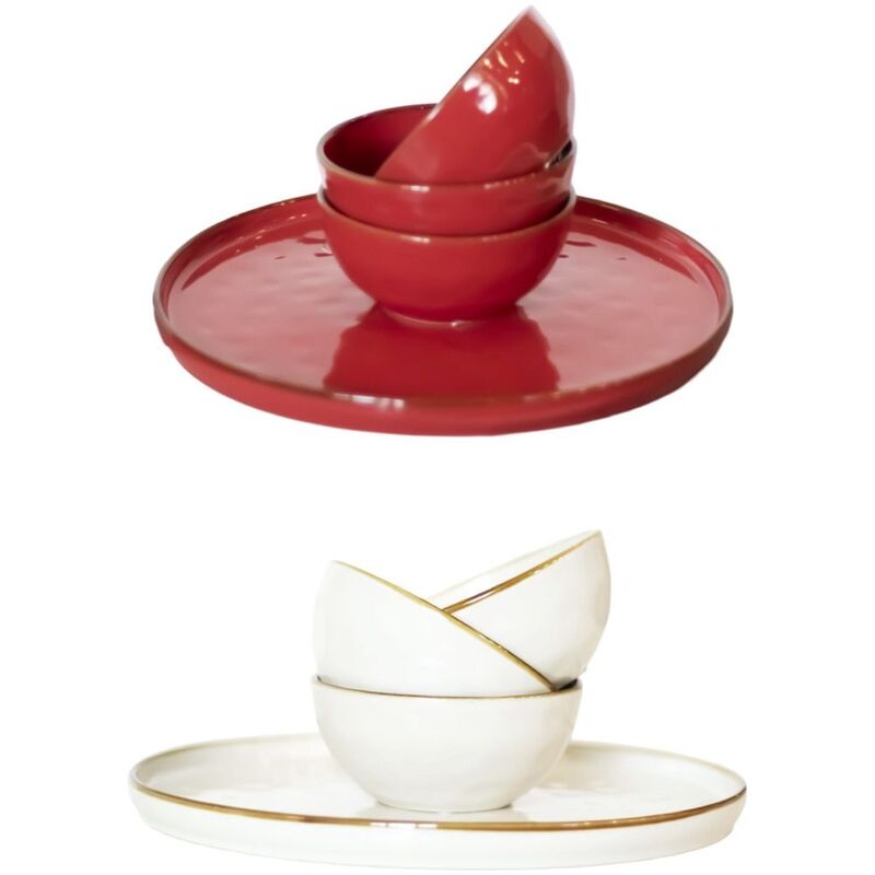 Rose & Tulipani Set of 4 Appetizer Bowls - Coral / Ivory (Assorted Colors - Includes 1 Set)