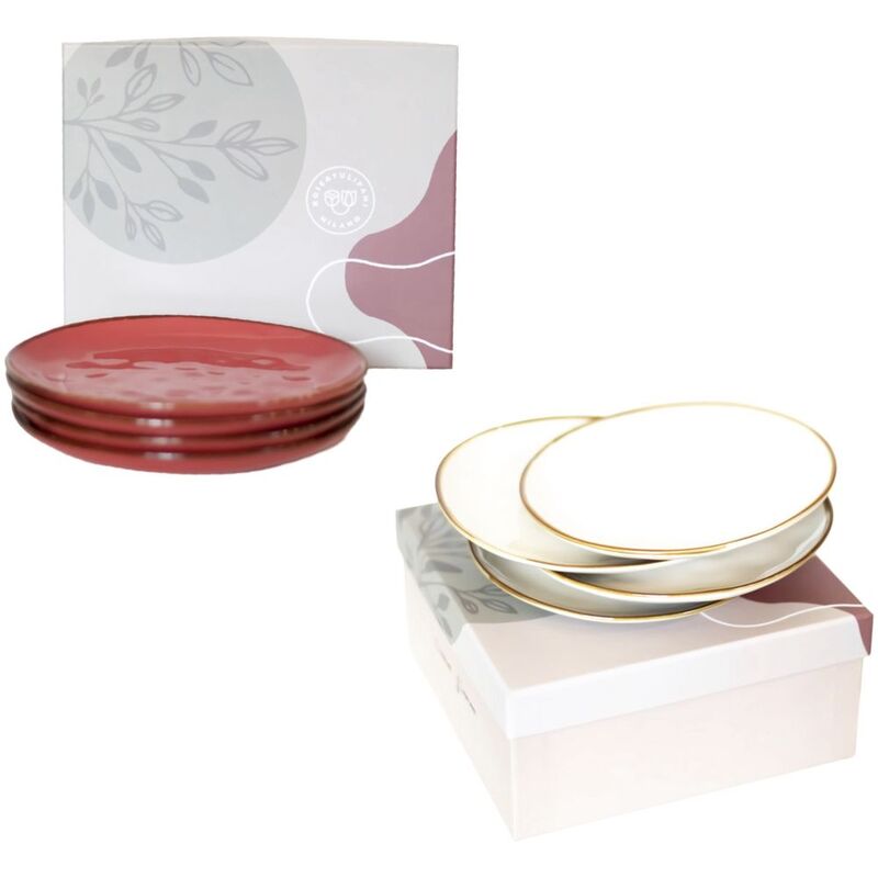 Rose & Tulipani Set of 4 Dinner Plates - Coral / Ivory (Assorted Colors - Includes 1 Set)