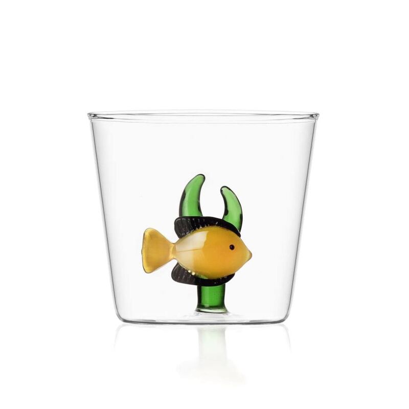 Ichendorf Clear Borosilicate Tumbler Yellow Fish Green Seaweed 340ml