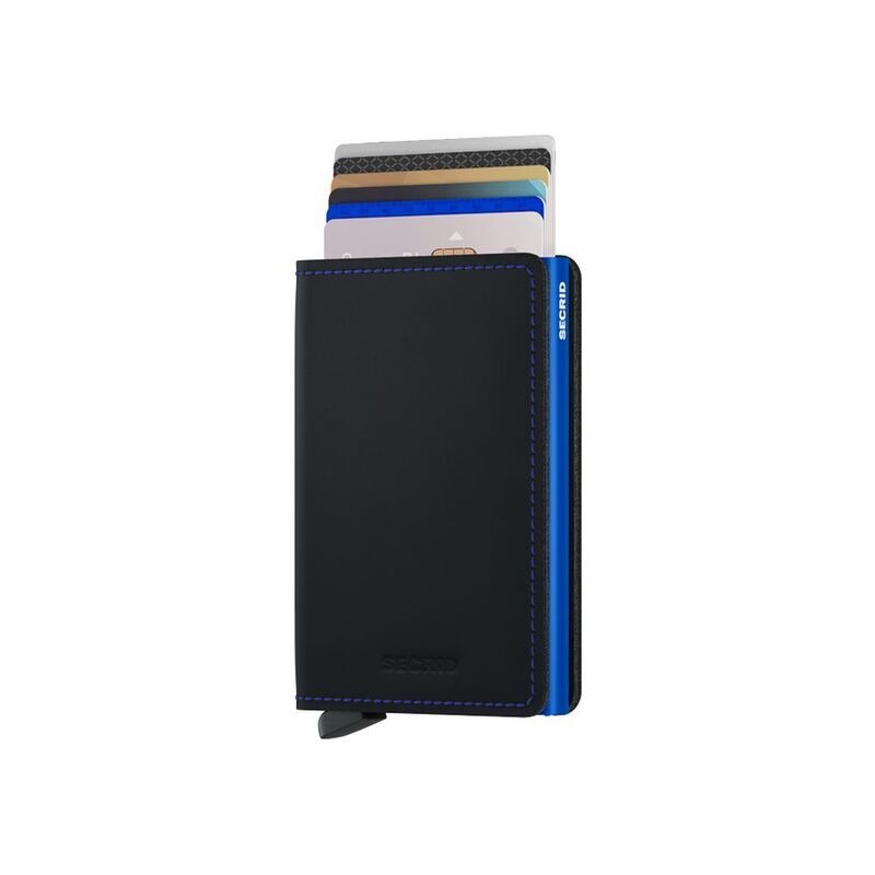 Secrid Slimwallet Leather Wallet - Matte - Black/Blue