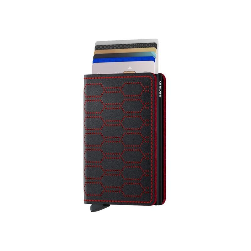 Secrid Slimwallet Leather Wallet - Fuel - Black/Red