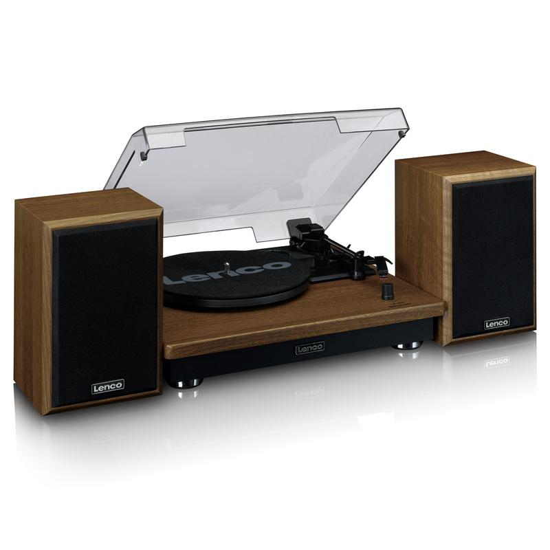 Lenco LS-100WD UK Turntable With Built-In Speakers - Wood