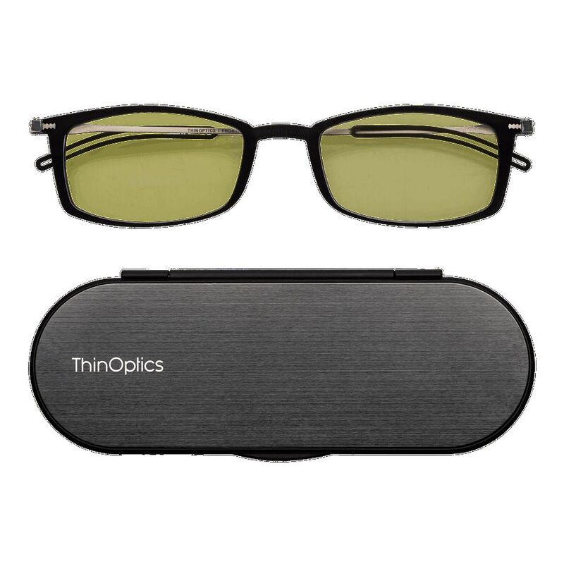 Thinoptics Brooklyn Blue Light Blocker Glasses With Milano Case - Black (+1.0)