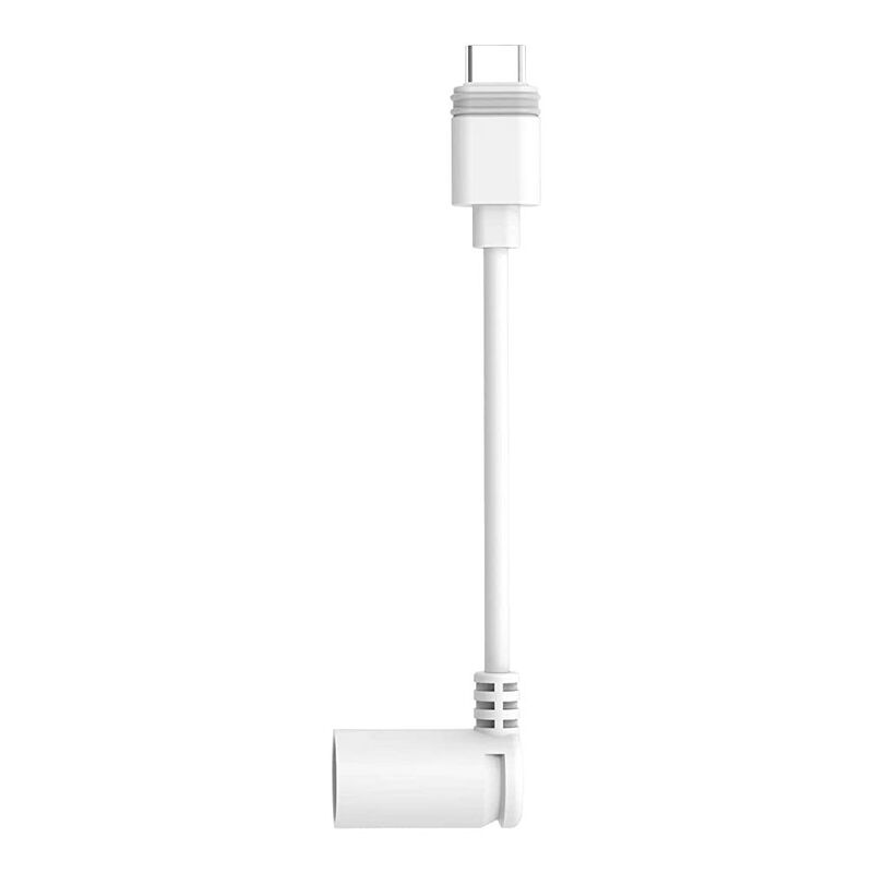 Ring Barrel Plug to USB-C Adapter for Barrel Plug Solar Panels and USB-C Cameras - White