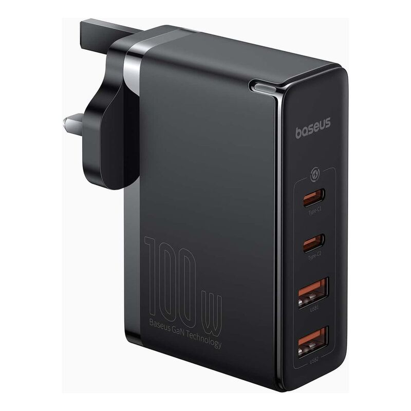 Baseus GaN5 Pro Fast Charger 2 USB-C+ 2 USB-A 100W UK - Black