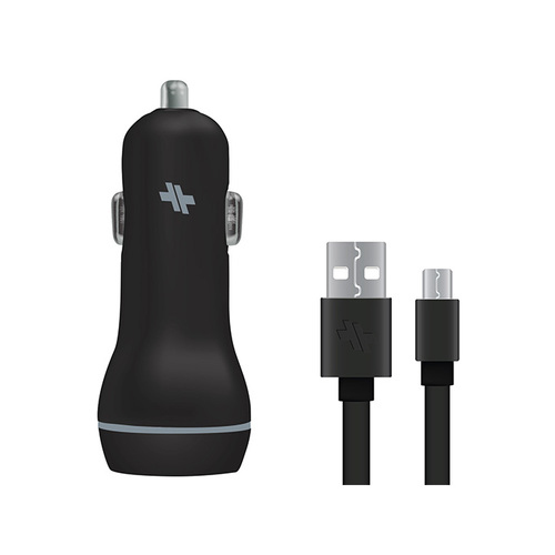 Swiss Mobility 3.4A Dual-Port White Car Charger With Micro USB Cable